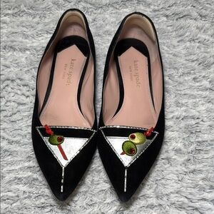 Kate Spade Black Flats with Olive Design